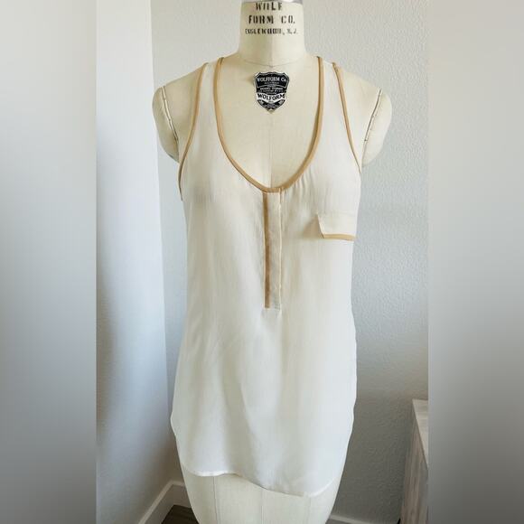 Joie Tops - Joie - Silk Cream Tank Top with Pocket Detail size XS